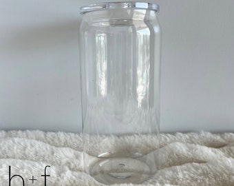 20 oz Plastic Can Tumbler with Lid & Straw: UV DTF Wrap Canvas