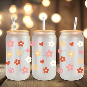 Groovy UV DTF Cup Wrap For Glass Can, Ready to Apply and Ready to Ship E98