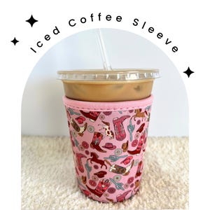 Western Desert Cactus Neoprene Iced Coffee Sleeve for 16-18 oz Cups – On-the-Go Accessory to Keep Drinks Cold- Great Stocking Stuffer!