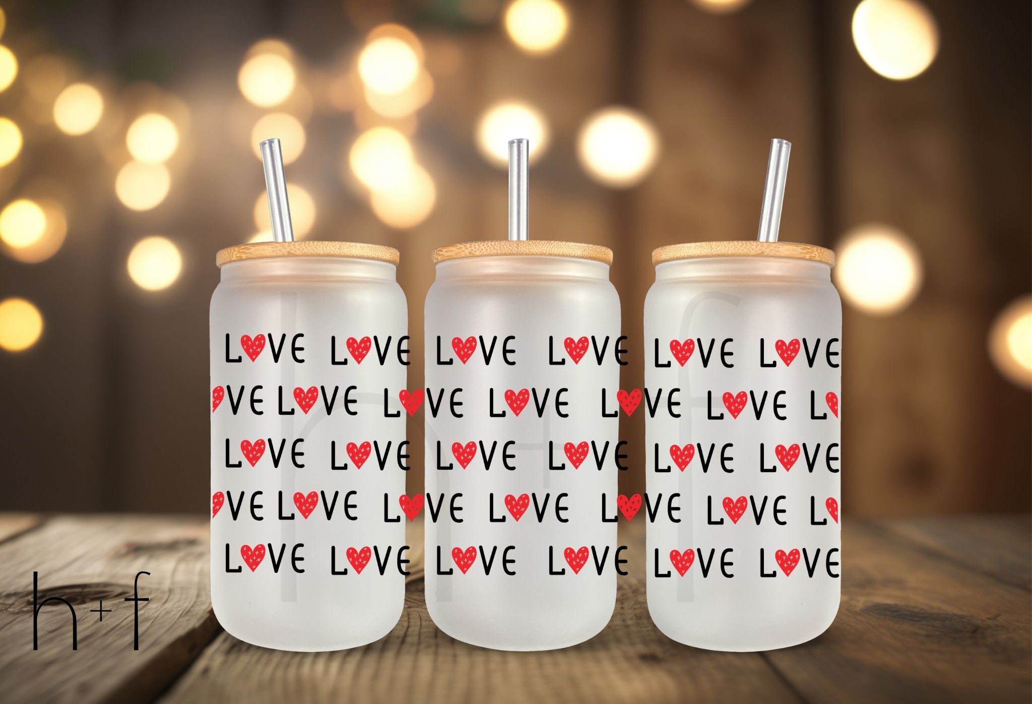 Love Valentines UV DTF Cup Wrap for Glass Can, Ready to Apply and Ready to  Ship 