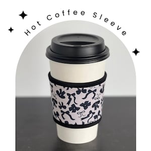 Black Bows Neoprene Coffee Sleeve: Reusable Hot Cup Accessory