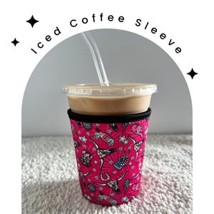 Western Disco Neoprene Iced Coffee Sleeve for 16-18 oz Cups – On-the-Go Accessory to Keep Drinks Cold- Great Stocking Stuffer!