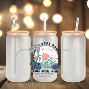 Stay Salty, Christian UV DTF Decal Transfer for Glass Cans, Water Bottles, and More - Ready to Apply - Ready to Ship! I9