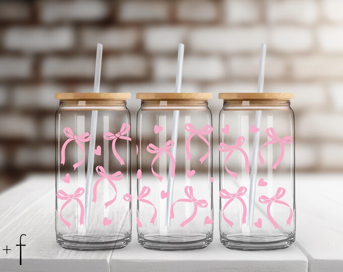 Delicate Bows UV DTF 16 Oz Cup Wrap for Libbey Glass, Ready to Ship ...
