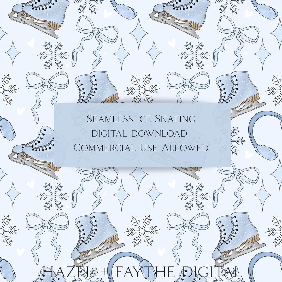 Freestyle Patterns Ice Rink Seamless Winter Ice Skates Pattern PNG | Cute Ice Skating Repeat Design ...