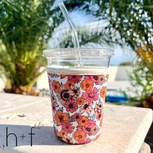 Neoprene Iced Coffee Sleeve for 16-18 oz Cups – Perfect Gift, On-the-Go Accessory to Keep Drinks Cold Longer- Great Gift and Ready to Ship!