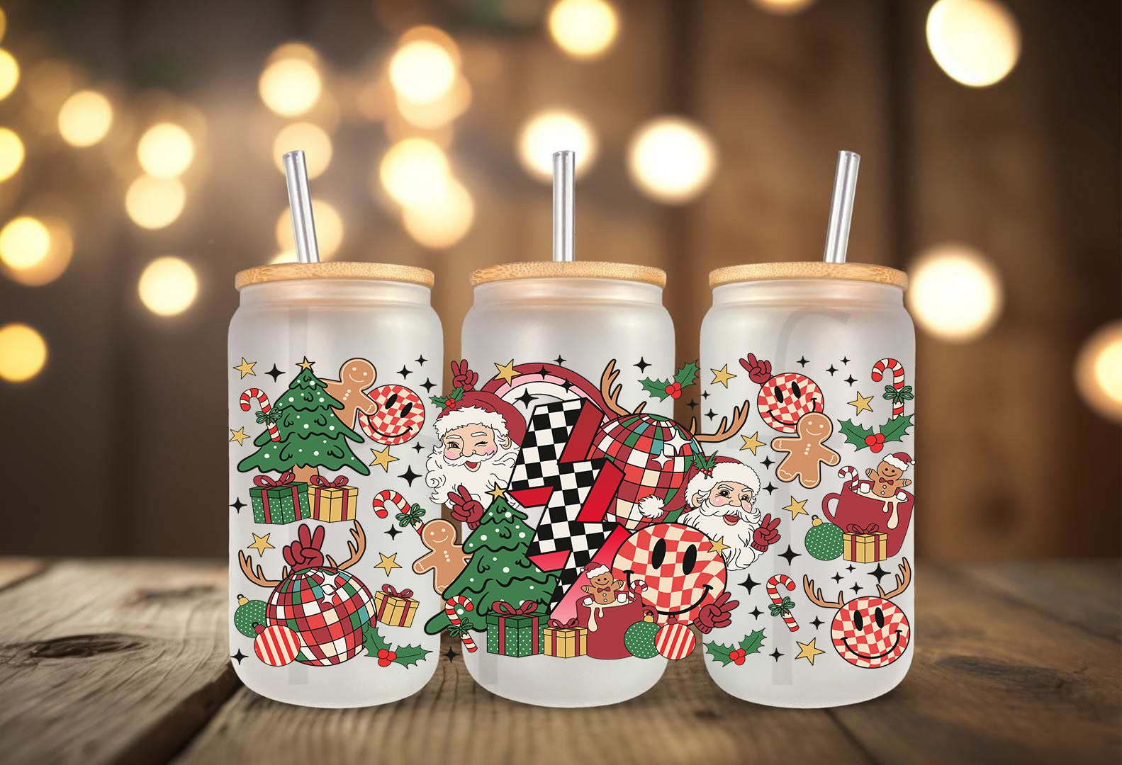 Christmas UV DTF Cup Wrap, Uv Dtf Decals, Ready to Use Wrap