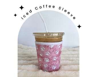 Dog Paws Neoprene Iced Coffee Sleeve: 16-18 oz Cup Cozy