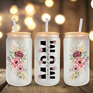 Mom Floral UV DTF Cup Wrap For Glass Can, Ready to Apply and Ready to Ship F98