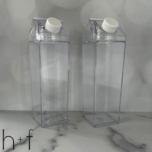 Reusable 17 oz Plastic Milk Carton Water Bottles - Perfect for Crafting! Ready to Ship!