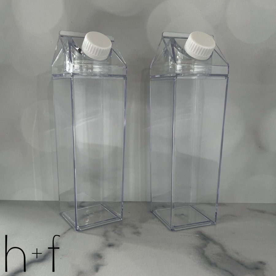 Unique Mini Cute Water bottles Milk Box Shape Transparent Plastic Cart –  TheTrendWillOut