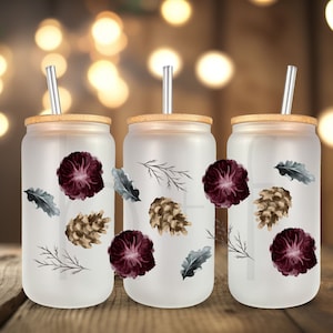 Dark Floral UV DTF Cup Wrap: Ready to Apply