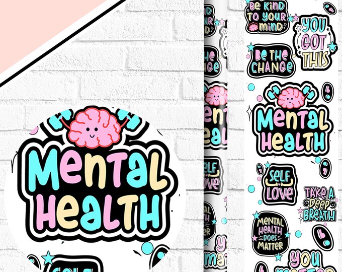 5 Pack UV DTF Pen Wrap Mental Health Matters Design Ready to Ship and