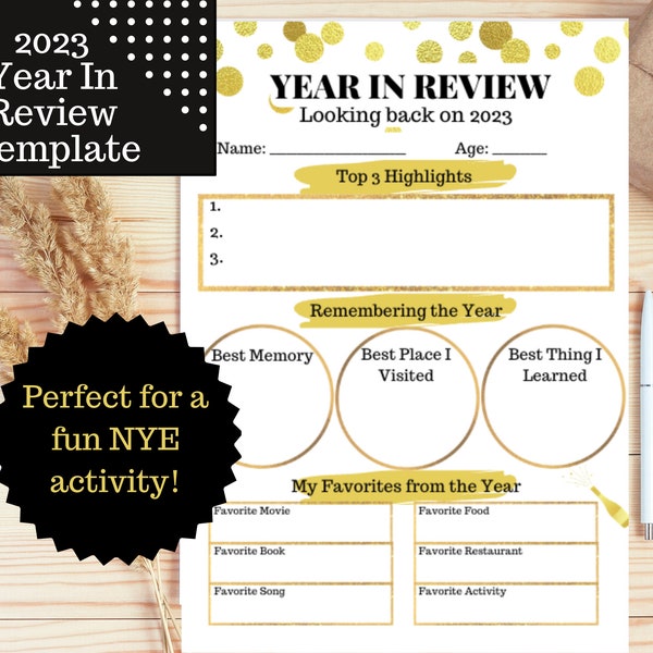 2023 Year in Review Printable | Year in Review | New Years Activity | New Years Eve | Time Capsule | 2023 Year in Review Template