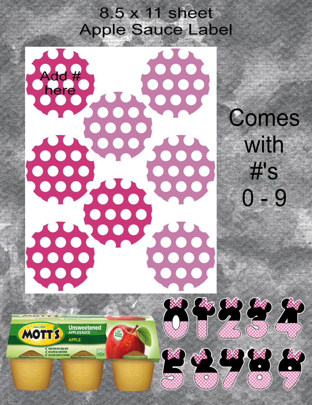 Minnie Mouse Applesauce Label Etsy