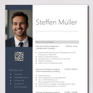Modelos de candidatura para homens do coach de candidatura: currículo, CV, folha de apresentação, modelo de carta de apresentação. Palavra. Código QR Alemão. portfólio de aplicação