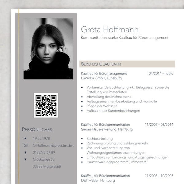 Professional application templates: CV/CV, cover sheet, cover letter. Incl. free QR code. Word. German. Templates/Templates.