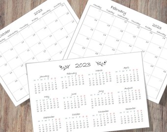 Calendario planificador imprimible 2023