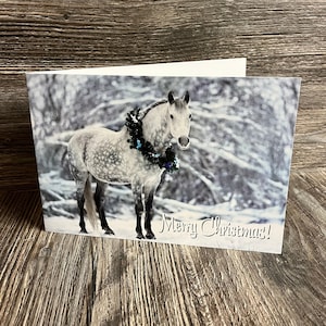 Grey Horse in Snow Christmas Card