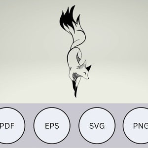 Fox contorno tatuaggio trasparente in formato svg, png, eps, pdf, in download digitale bianco e nero per supporti di stampa, Cricut, TShirt, tazze