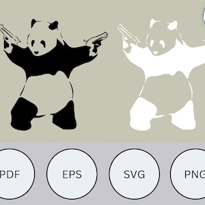 Panda stancil Graffiti Tattoo transparent Svg, Png, Eps, Pdf, in schwarz u weiss digitaler download für Druckmedien, TShirt, Tassen, usw.