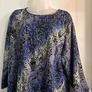 Allison Daley Plus Tunic Indigo Gray with Silver Accent 3/4 Sleeve Size 1X