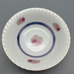 Lusterware Vegetable Bowl Blue Trim by Yamatsu Japan 7&quot; Diameter