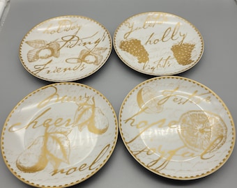 Boston Warehouse Porcelain Holiday Plates Boxed Set of Four 6 1/2" Diameter
