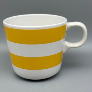 Ikea Ungdon Yellow White Striped Coffee Mug 21533 8 Fluid Ounces 3 1/4&quot; High