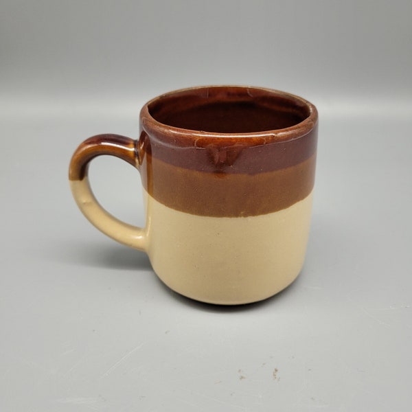 Farmhouse Style Brown and Cream Glazed Coffee/Tea Cup