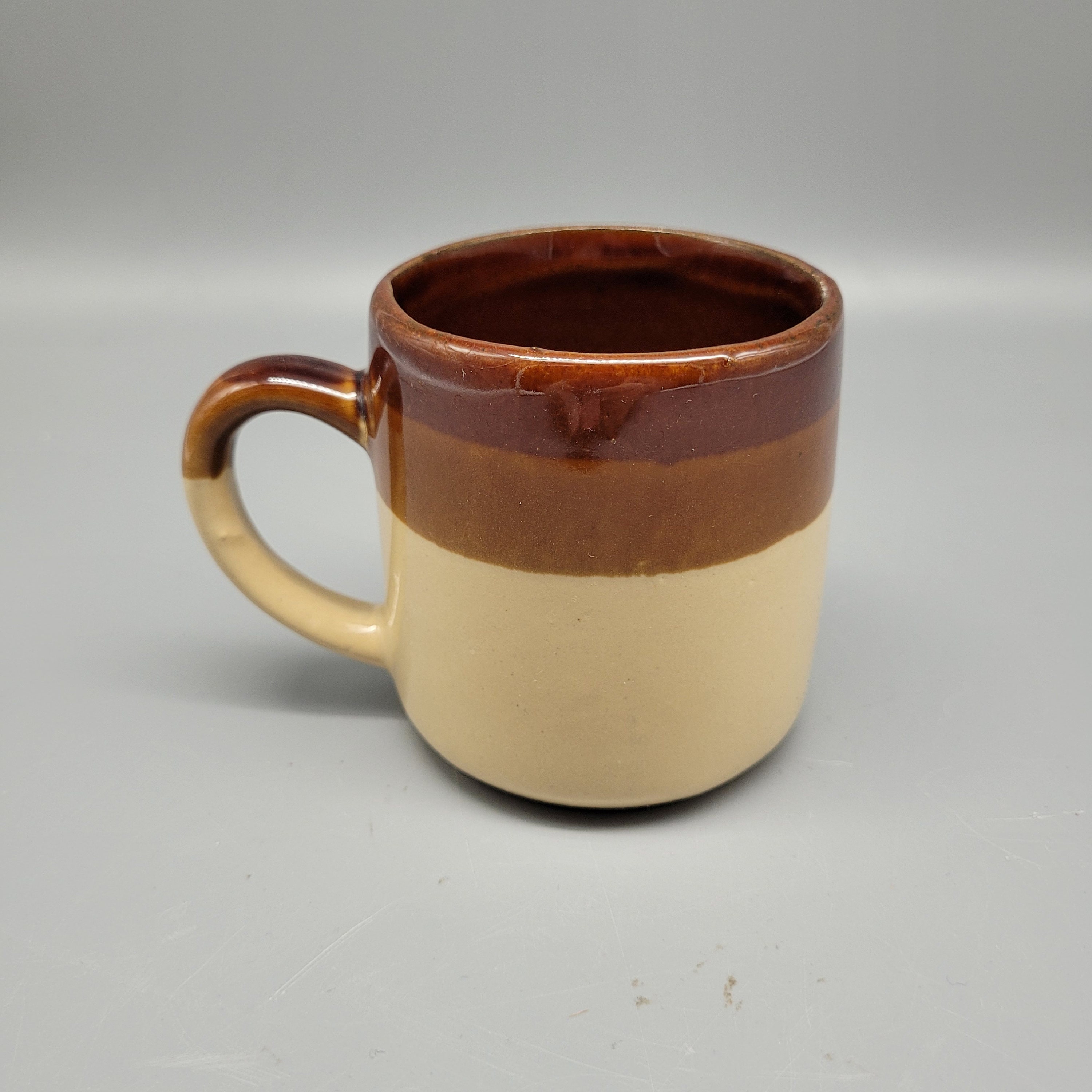 Vintage Georgia Ceramic No-spill Mug Cream Crackle Glaze 