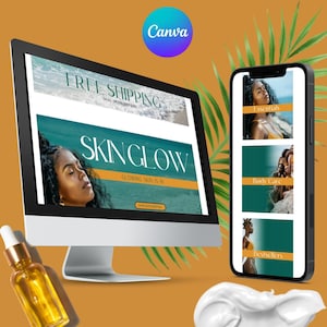 Skincare Website Kit Template: Editable Canva Web Banners