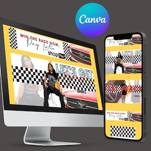 Mallpaket för butikshemsidor: Grafiska banners för t-shirtbutiker (Canva Pro)