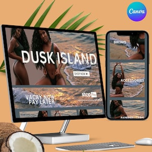 Bikini Website Banners - Boutique Website Template - Fashion Website Banner - Editable Website Banners - Website Template Shopify