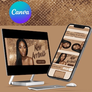 DIY Hair Website Banner Kit| Shopify Wix Hair Extensions or Wig Boutique Store Design| Website Design Templates Set| Canva| Retail Store