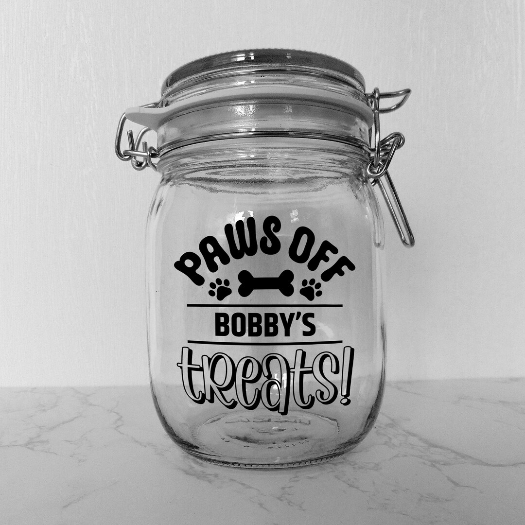 Personalised Dog Treat Jar Dog Food Container Custom Pet Etsy UK