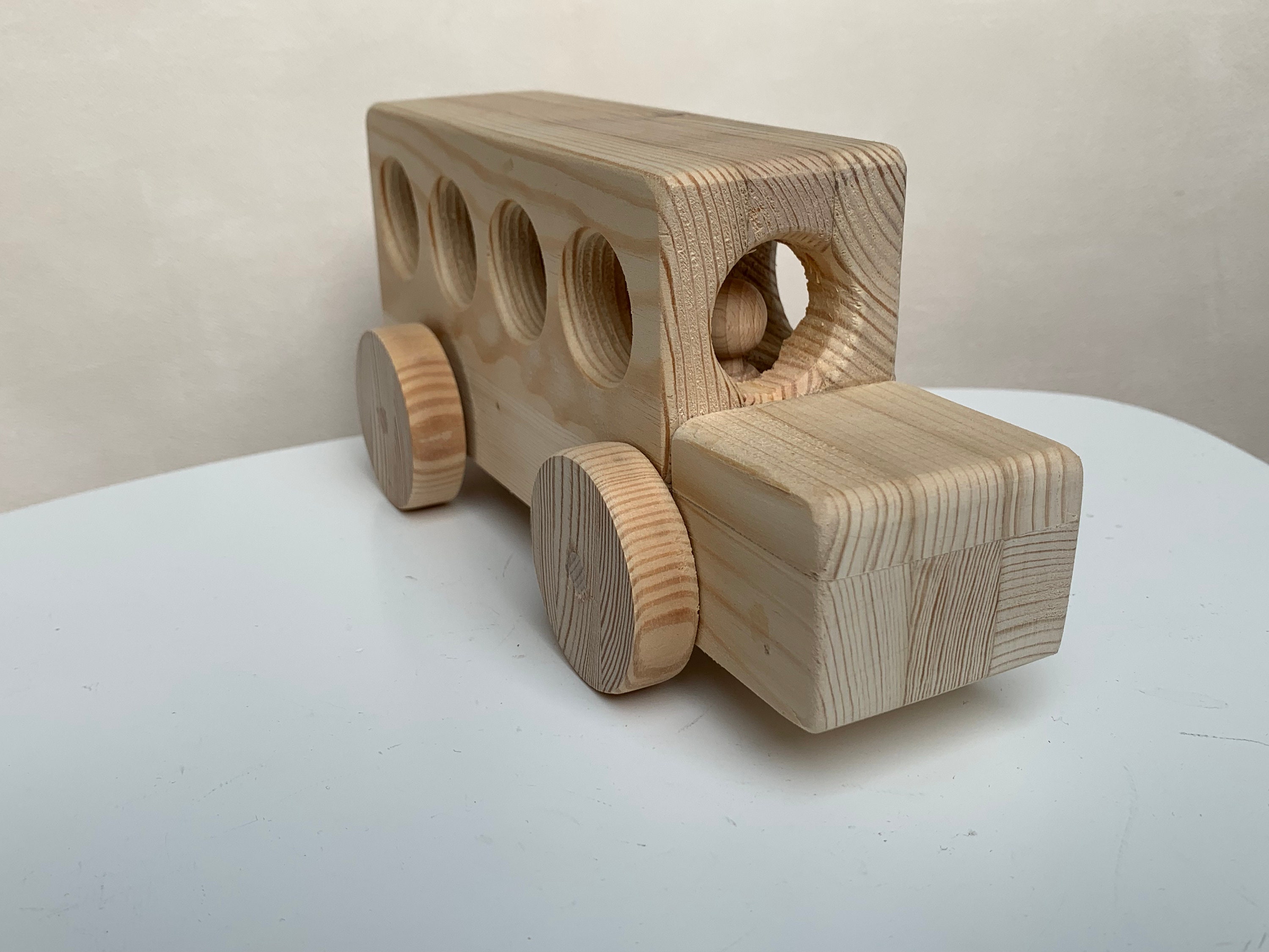 Toy Riding Bus Wooden Toy Bus School Bus Movable Sliding Vehicle Gift Children Boys ...
