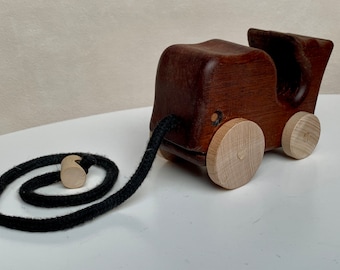 Wooden toy whale - fish pull-along - animal movable gift children boys girls birth sustainable mahogany