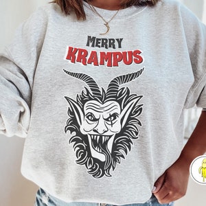 Merry Krampus Sweatshirt I Unisex Christmas Sweatshirt I Funny Christmas Sweatshirt I Perfect For Holiday and Dirty Santa Parties!
