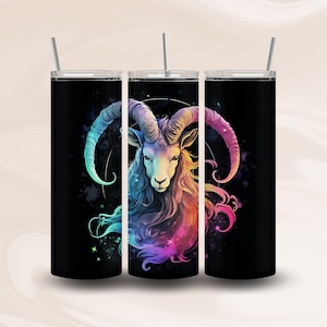 Steenbok sterrenbeeld beker wrap ontwerp voor 20 oz rechte magere beker, png-sublimatieontwerp, instant digitale download, png