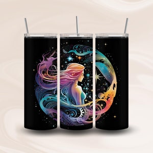 Verseau signe du zodiaque gobelet design pour gobelet skinny droit de 20 oz, Design par sublimation PNG, téléchargement numérique instantané PNG
