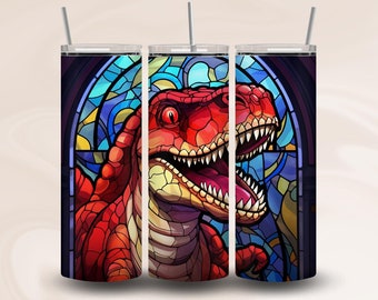 Diseño de funda para vaso T-Rex de 20 oz, diseño PNG para sublimación, descarga digital instantánea