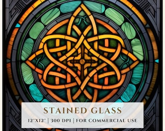 ケルトノットステンドグラスパターン、昇華デザイン、ステンドグラスPNG、フェイクステンドグラス、デジタルファイル、商用利用