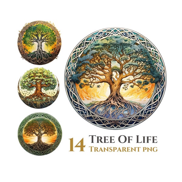 14 Tree Of Life Clipart Bundle, Transparent Background, Digital Download PNG Files, For Commercial Use