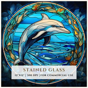 Delfin Glasmalerei-Muster, Sublimations-Designs, Glasmalerei PNG, Glasmalerei, Glaspapier, digitale Datei, kommerzielle Nutzung