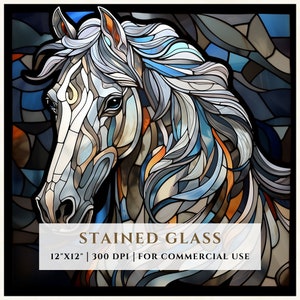 Horse Stained Glass Pattern, Sublimation Designs, Stained Glass PNG, Faux Stained Glass, Digital File, Commercial Use