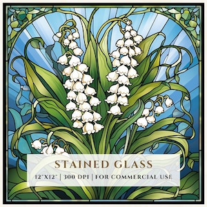 Motif de vitrail muguet, motifs par sublimation, vitrail PNG, faux vitrail, fichier numérique, usage Commercial