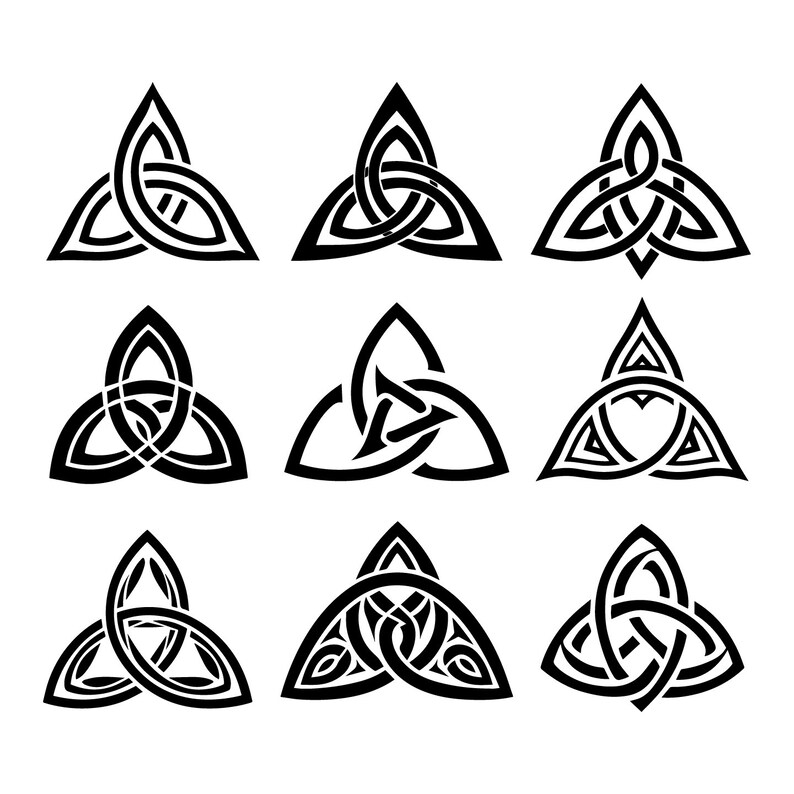 9 Triquetra Celtic Trinity Knot Svg Vector Clipart Bundle, Transparent