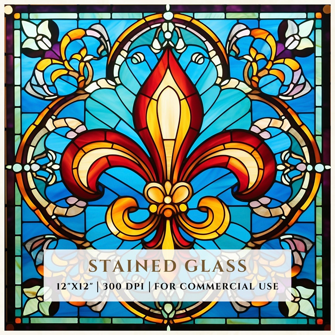Fleurdelis Stained Glass Pattern, Sublimation Designs, Stained Glass