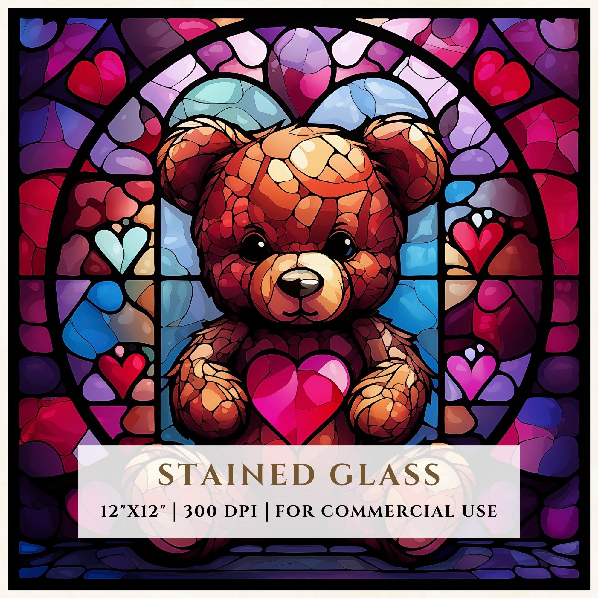 Bear png stained glass sublimation coasters